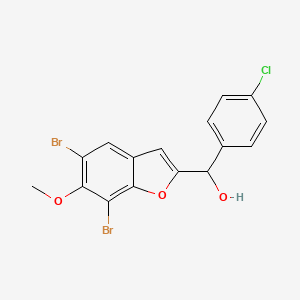 molecular formula C16H11Br2ClO3 B12727549 alpha-(4-Chlorophenyl)-5,7-dibromo-6-methoxy-2-benzofuranmethanol CAS No. 117238-54-7