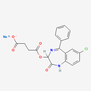 molecular formula C19H14ClN2NaO5 B12727616 Oxazepam monosodium succinate CAS No. 34332-53-1