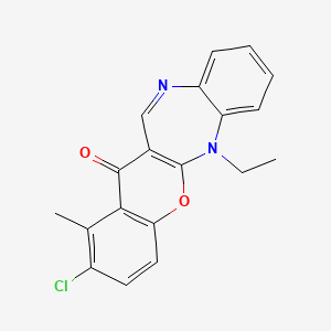 (1)Benzopyrano(2,3-b)(1,5)benzodiazepin-13(6H)-one, 2-chloro-6-ethyl-1-methyl-