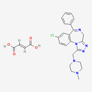 molecular formula C26H27ClN6O4 B12727654 (E)-but-2-enedioic acid;8-chloro-1-[(4-methylpiperazin-1-yl)methyl]-6-phenyl-4H-[1,2,4]triazolo[4,3-a][1,4]benzodiazepine CAS No. 89719-70-0