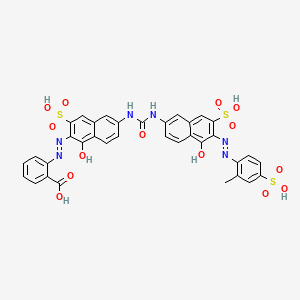 molecular formula C35H26N6O14S3 B12727661 ((1-Hydroxy-6-((((5-hydroxy-6-((2-methyl-4-sulphophenyl)azo)-7-sulpho-2-naphthyl)amino)carbonyl)amino)-3-sulpho-2-naphthyl)azo)benzoic acid CAS No. 47897-90-5