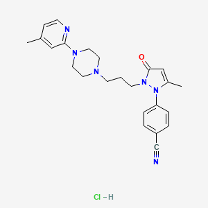 Benzonitrile, 4-(2,3-dihydro-5-methyl-2-(3-(4-(4-methyl-2-pyridinyl)-1-piperazinyl)propyl)-3-oxo-1H-pyrazol-1-yl)-, hydrochloride