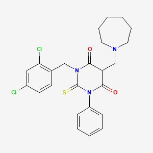 4,6(1H,5H)-Pyrimidinedione, 1-((2,4-dichlorophenyl)methyl)-5-((hexahydro-1H-azepin-1-yl)methyl)dihydro-3-phenyl-2-thioxo-