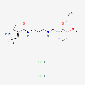 molecular formula C23H37Cl2N3O3 B12727789 1H-Pyrrole-3-carboxamide, 2,5-dihydro-N-(3-(((2-allyloxy-3-methoxyphenyl)methyl)amino)propyl)-2,2,5,5-tetramethyl-, dihydrochloride CAS No. 102132-05-8