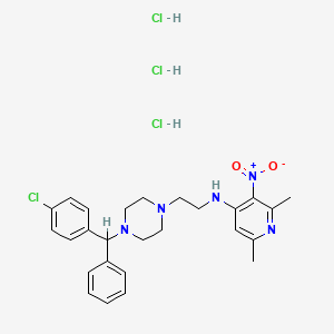 molecular formula C26H33Cl4N5O2 B12727834 N-[2-[4-[(4-chlorophenyl)-phenylmethyl]piperazin-1-yl]ethyl]-2,6-dimethyl-3-nitropyridin-4-amine;trihydrochloride CAS No. 110629-36-2