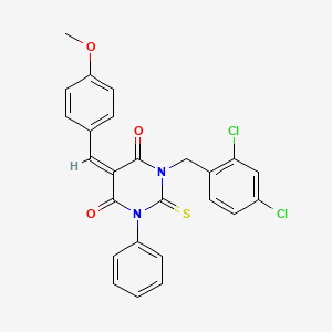 4,6(1H,5H)-Pyrimidinedione, 1-((2,4-dichlorophenyl)methyl)dihydro-5-((4-methoxyphenyl)methylene)-3-phenyl-2-thioxo-