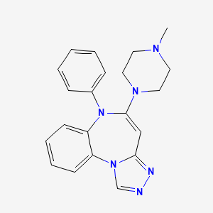 molecular formula C21H22N6 B12727909 6H-(1,2,4)Triazolo(4,3-a)(1,5)benzodiazepine, 5-(4-methyl-1-piperazinyl)-6-phenyl- CAS No. 153901-50-9