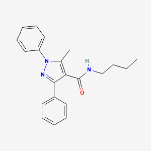 molecular formula C21H23N3O B12727945 1H-Pyrazole-4-carboxamide, N-butyl-1,3-diphenyl-5-methyl- CAS No. 125103-50-6