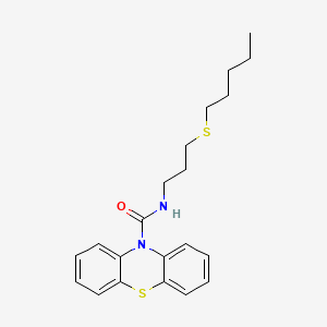 molecular formula C21H26N2OS2 B12727970 10H-Phenothiazine-10-carboxamide, N-(3-(pentylthio)propyl)- CAS No. 53056-58-9