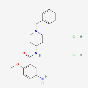 molecular formula C20H27Cl2N3O2 B12727972 Benzamide, 5-amino-2-methoxy-N-(1-(phenylmethyl)-4-piperidinyl)-, dihydrochloride CAS No. 130260-10-5