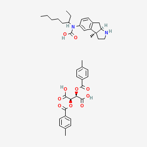 molecular formula C41H50N2O10 B12728015 [(3aR,8bS)-8b-methyl-2,3,3a,4-tetrahydro-1H-indeno[2,1-b]pyrrol-7-yl]-octan-3-ylcarbamic acid;(2R,3R)-2,3-bis[(4-methylbenzoyl)oxy]butanedioic acid CAS No. 139894-38-5