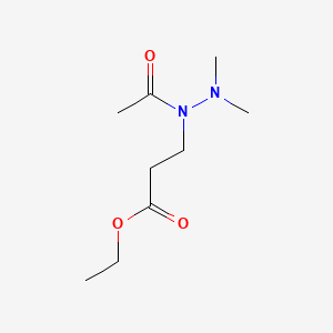 molecular formula C9H18N2O3 B12728020 Propanoic acid, 3-(1-acetyl-2,2-dimethylhydrazino)-, ethyl ester CAS No. 96804-50-1