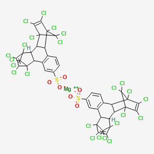 molecular formula C40H14Cl24MgO6S2 B12728033 magnesium;1,4,5,6,7,16,17,18,19,19,20,20-dodecachlorohexacyclo[14.2.1.14,7.02,15.03,8.09,14]icosa-5,9(14),10,12,17-pentaene-11-sulfonate CAS No. 83878-02-8