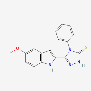 molecular formula C17H14N4OS B12728172 2,4-Dihydro-5-(5-methoxy-1H-indol-2-yl)-4-phenyl-3H-1,2,4-triazole-3-thione CAS No. 126016-40-8