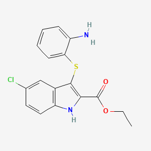 1H-Indole-2-carboxylic acid, 3-((2-aminophenyl)thio)-5-chloro-, ethyl ester