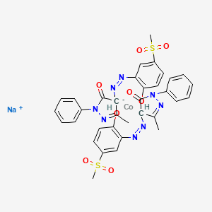 molecular formula C34H30CoN8NaO8S2- B12728203 Sodium bis(2,4-dihydro-4-((2-hydroxy-5-mesylphenyl)azo)-5-methyl-2-phenyl-3H-pyrazol-3-onato(2-))cobaltate(1-) CAS No. 85168-70-3