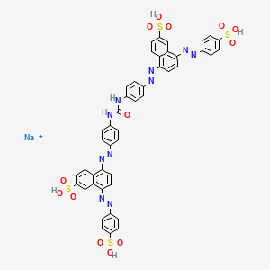 molecular formula C45H32N10NaO13S4+ B12728248 5,5'-(Carbonylbis(imino-p-phenyleneazo))bis(8-((4-sulphophenyl)azo)naphthalene-2-sulphonic) acid, sodium salt CAS No. 93982-54-8