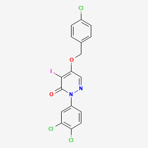 3(2H)-Pyridazinone, 5-((4-chlorophenyl)methoxy)-2-(3,4-dichlorophenyl)-4-iodo-