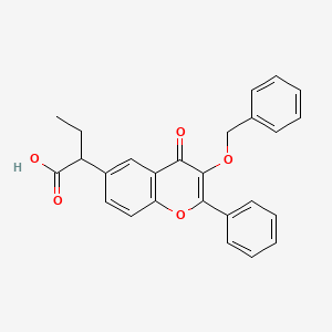 alpha-Ethyl-4-oxo-2-phenyl-3-(phenylmethoxy)-4H-1-benzopyran-6-acetic acid