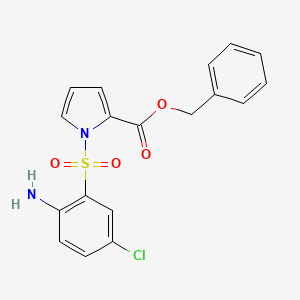 molecular formula C18H15ClN2O4S B12728517 1H-Pyrrole-2-carboxylic acid, 1-((2-amino-5-chlorophenyl)sulfonyl)-, phenylmethyl ester CAS No. 173908-39-9