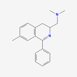 molecular formula C19H22N2 B12728521 3,4-Dihydro-1-phenyl-N,N,7-trimethyl-3-isoquinolinemethanamine CAS No. 83658-16-6