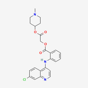 molecular formula C24H24ClN3O4 B12728540 N-Methyl-4-piperidyl N-(7-chloro-4-quinolyl)anthraniloyloxyacetate CAS No. 86518-44-7