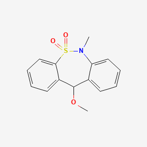 molecular formula C15H15NO3S B12728563 6,11-Dihydro-11-methoxy-6-methyldibenzo(c,f)(1,2)thiazepine S,S-dioxide CAS No. 155444-01-2