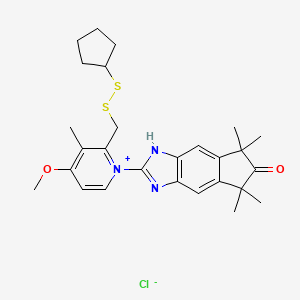 Pyridinium, 2-((cyclopentyldithio)methyl)-4-methoxy-3-methyl-1-(1,5,6,7-tetrahydro-5,5,7,7-tetramethyl-6-oxoindeno(5,6-d)imidazol-2-yl)-, chloride