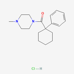 B12729179 Piperazine, 1-methyl-4-(1-phenylcyclohexylcarbonyl)-, hydrochloride CAS No. 110180-11-5