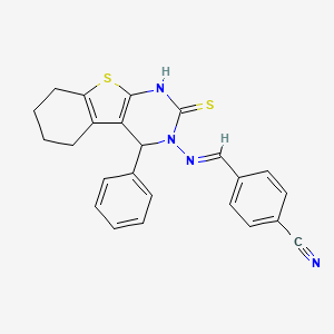 Benzonitrile, 4-(((1,4,5,6,7,8-hexahydro-4-phenyl-2-thioxo(1)benzothieno(2,3-d)pyrimidin-3(2H)-yl)imino)methyl)-