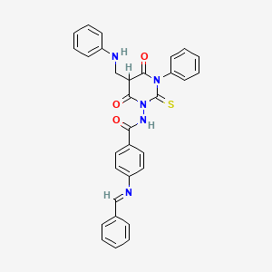 Benzamide, 4-((phenylmethylene)amino)-N-(tetrahydro-4,6-dioxo-3-phenyl-5-((phenylamino)methyl)-2-thioxo-1(2H)-pyrimidinyl)-