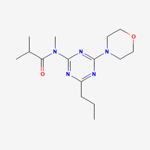 molecular formula C15H25N5O2 B12729707 Propanamide, N,2-dimethyl-N-(4-(4-morpholinyl)-6-propyl-1,3,5-triazin-2-yl)- CAS No. 127374-97-4