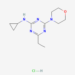 molecular formula C12H20ClN5O B12729733 1,3,5-Triazin-2-amine, N-cyclopropyl-4-ethyl-6-(4-morpholinyl)-, monohydrochloride CAS No. 148296-14-4