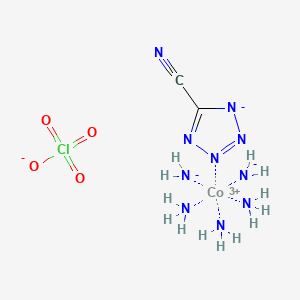 molecular formula C2H13ClCoN10O4- B12729752 2-(5-Cyanotetrazolato) pentaamine cobalt III perchlorate CAS No. 70247-32-4