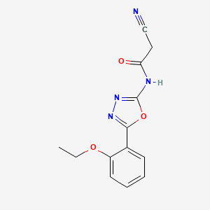 molecular formula C13H12N4O3 B12729760 Acetamide, 2-cyano-N-(5-(2-ethoxyphenyl)-1,3,4-oxadiazol-2-yl)- CAS No. 160893-83-4