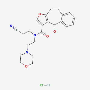 molecular formula C23H26ClN3O4 B12729784 4H-Benzo(4,5)cyclohepta(1,2-b)furan-3-carboxamide, 9,10-dihydro-N-(2-cyanoethyl)-N-(2-(4-morpholinyl)ethyl)-4-oxo-, monohydrochloride CAS No. 83494-79-5