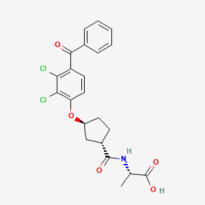 molecular formula C22H21Cl2NO5 B12729850 L-Alanine, N-((3-(4-benzoyl-2,3-dichlorophenoxy)cyclopentyl)carbonyl)-, (1S-trans)- CAS No. 114668-70-1