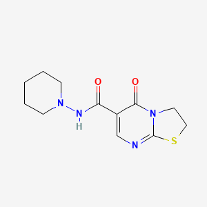 molecular formula C12H16N4O2S B12729864 2,3-Dihydro-5-oxo-N-1-piperidinyl-5H-thiazolo(3,2-a)pyrimidine-6-carboxamide CAS No. 93501-53-2