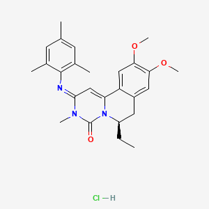 4H-Pyrimido(6,1-a)isoquinolin-4-one, 2,3,6,7-tetrahydro-9,10-dimethoxy-6-ethyl-3-methyl-2-((2,4,6-trimethylphenyl)imino)-, monohydrochloride, (R)-