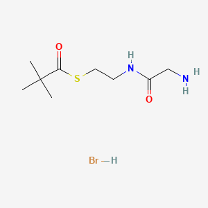 molecular formula C9H19BrN2O2S B12729904 Pivalic acid, thio-, S-2-(2-aminoacetamido)ethyl ester, hydrobromide CAS No. 104071-77-4