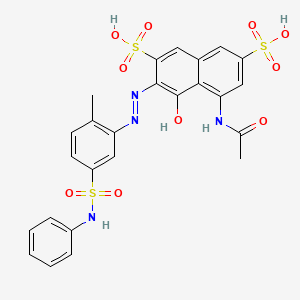 molecular formula C25H22N4O10S3 B12729927 5-(Acetylamino)-4-hydroxy-3-((2-methyl-5-((phenylamino)sulphonyl)phenyl)azo)naphthalene-2,7-disulphonic acid CAS No. 85455-42-1