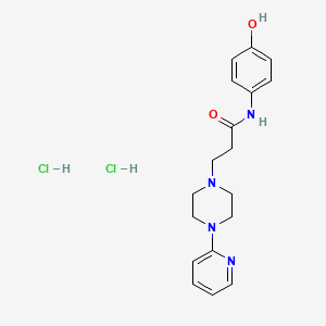 molecular formula C18H24Cl2N4O2 B12729938 1-Piperazinepropanamide, N-(4-hydroxyphenyl)-4-(2-pyridinyl)-, dihydrochloride CAS No. 104373-81-1