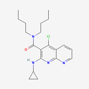 molecular formula C20H27ClN4O B12729967 1,8-Naphthyridine-3-carboxamide, 4-chloro-2-(cyclopropylamino)-N,N-dibutyl- CAS No. 156992-02-8