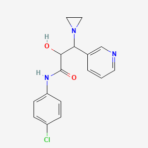 molecular formula C16H16ClN3O2 B12729977 beta-(1-Aziridinyl)-N-(4-chlorophenyl)-alpha-hydroxy-3-pyridinepropanamide CAS No. 120978-25-8