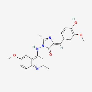 4H-Imidazol-4-one, 3,5-dihydro-5-((4-hydroxy-3-methoxyphenyl)methylene)-3-((6-methoxy-2-2-methyl-4-quinolinyl)amino)-2-methyl-