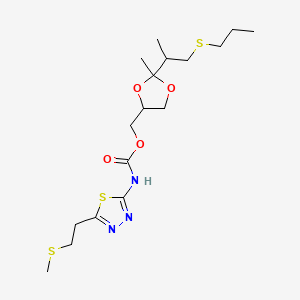 Carbamic acid, (5-(2-(methylthio)ethyl)-1,3,4-thiadiazol-2-yl)-, (2-methyl-2-(1-methyl-2-(propylthio)ethyl)-1,3-dioxolan-4-yl)methyl ester