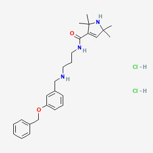 molecular formula C26H37Cl2N3O2 B12730004 1H-Pyrrole-3-carboxamide, 2,5-dihydro-N-(3-(((3-(phenylmethyloxy)phenyl)methyl)amino)propyl)-2,2,5,5-tetramethyl-, dihydrochloride CAS No. 102131-96-4