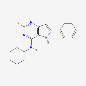 molecular formula C19H22N4 B12730008 5H-Pyrrolo(3,2-d)pyrimidin-4-amine, N-cyclohexyl-2-methyl-6-phenyl- CAS No. 114685-12-0