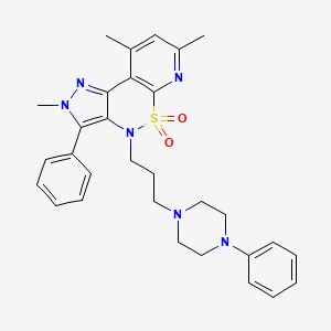 Pyrazolo(4,3-c)pyrido(3,2-e)(1,2)thiazine, 2,4-dihydro-3-phenyl-4-(3-(4-phenyl-1-piperazinyl)propyl)-2,7,9-trimethyl-, 5,5-dioxide