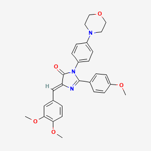 molecular formula C29H29N3O5 B12730063 4H-Imidazol-4-one, 3,5-dihydro-5-((3,4-dimethoxyphenyl)methylene)-2-(4-methoxyphenyl)-3-(4-(4-morpholinyl)phenyl)- CAS No. 86818-93-1